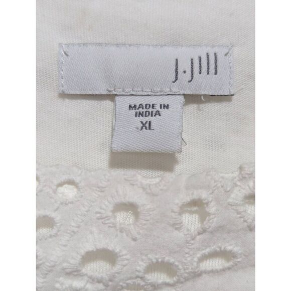 J Jill Women's XL White Embroidered Eyelet Layered Sleeveless Tunic Tank Top - Picture 2 of 7